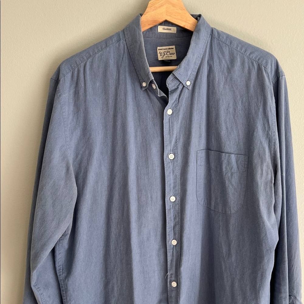 J. Crew Casual Blue Button-Down Shirt Large
